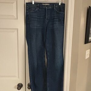 Hudson ROSIE wide leg 31inch raw hem Jeans Indigo hi rise BUTTON FLY